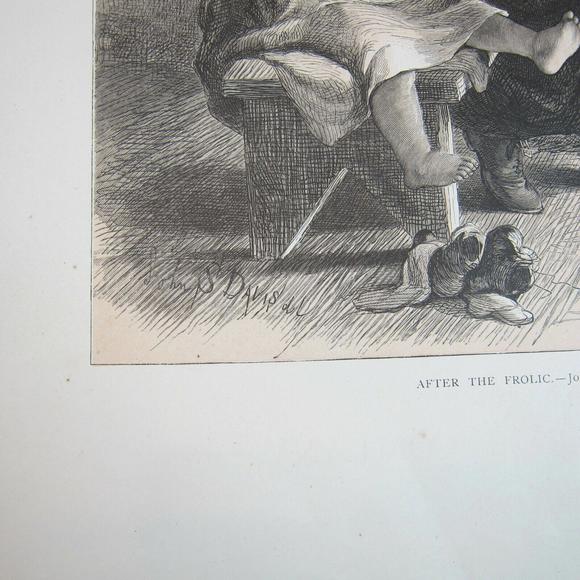 Antique 1873 Wood Engraving Print After the Frolic by John S. Davis, The Aldine - Picture 6 of 12